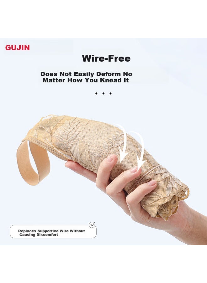 GUJIN Ancient Modern Large Bust Minimizing Soft Support Full Coverage Thin Breathable Side Slimming Adjustable Lace Elegant Romantic Bra - Image 5