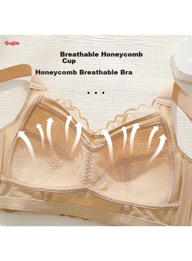 GUJIN Ancient Modern Large Bust Minimizing Soft Support Full Coverage Thin Breathable Side Slimming Adjustable Lace Elegant Romantic Bra - Image 3