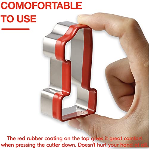 COOKIEQUE 3Pcs Number One Cookie Cutters 5", 4", 3", 1 Cookie Cutter Set, Biscuit Cutter, 0.4MM Thickness Heavy Duty Food-Grade Stainless Steel, Coated with Soft PVC for Protection - Image 5