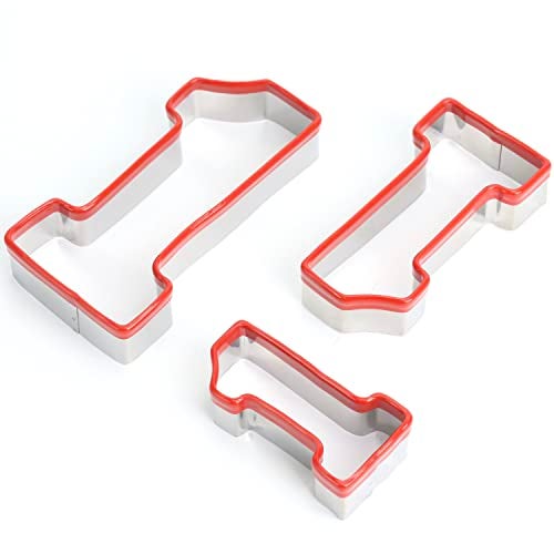 COOKIEQUE 3Pcs Number One Cookie Cutters 5", 4", 3", 1 Cookie Cutter Set, Biscuit Cutter, 0.4MM Thickness Heavy Duty Food-Grade Stainless Steel, Coated with Soft PVC for Protection - Image 3