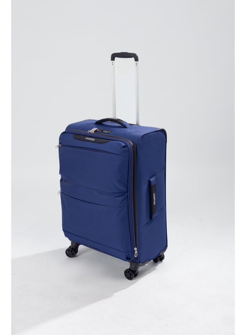 LIGHTGO 6947 middle size Suitcase check in Suitcase soft spinner luggage 24inch with TSA lock waterproof zipper travel case Navy color ultra-light case with half expandable - Image 4