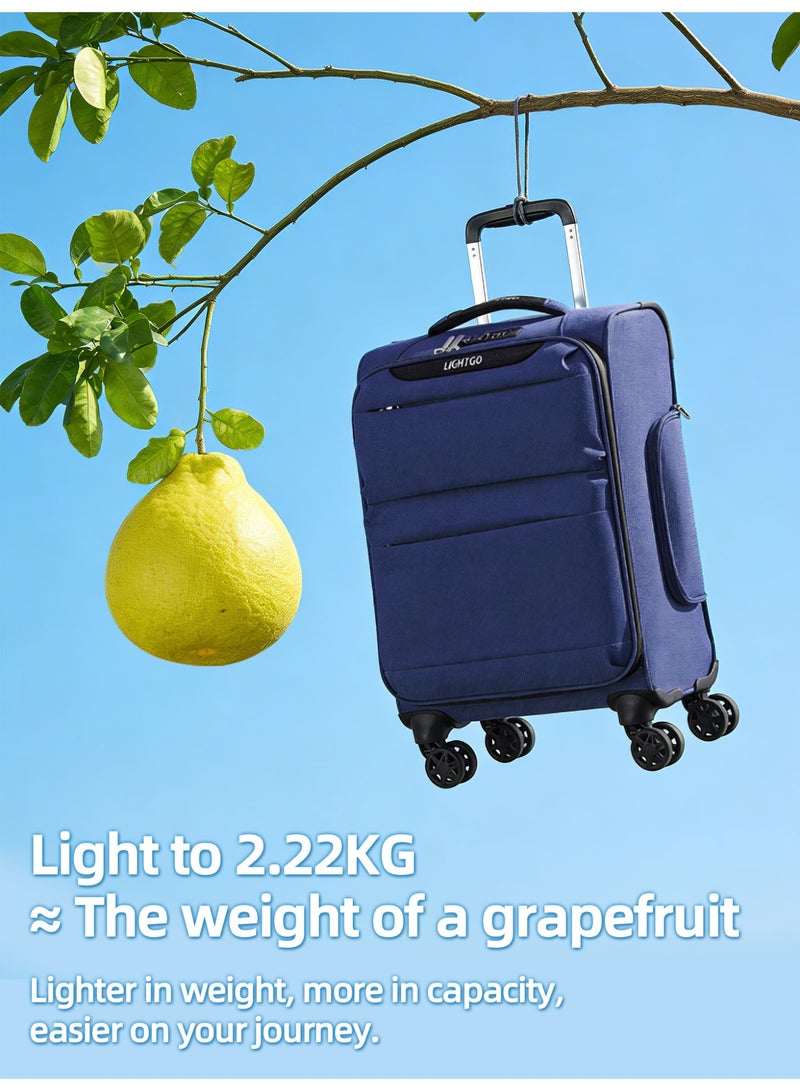 LIGHTGO 6947 middle size Suitcase check in Suitcase soft spinner luggage 24inch with TSA lock waterproof zipper travel case Navy color ultra-light case with half expandable - Image 1