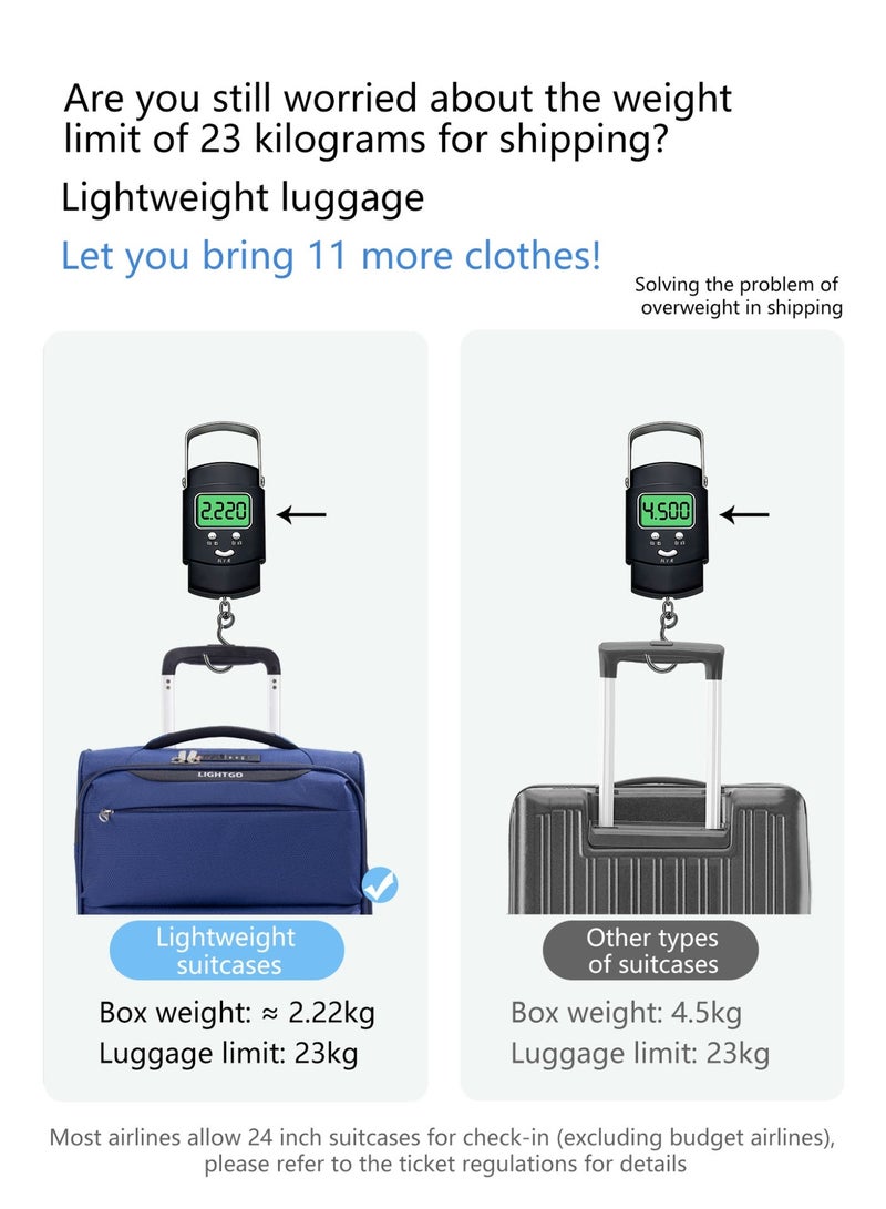 LIGHTGO 6947 middle size Suitcase check in Suitcase soft spinner luggage 24inch with TSA lock waterproof zipper travel case Navy color ultra-light case with half expandable - Image 2