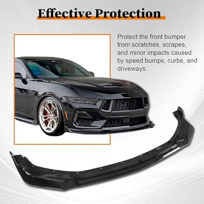 Gear Up Front Lip for Ford Mustang GT EcoBoost 2024 Front Bumper Lip Splitter Glossy Black - Image 4