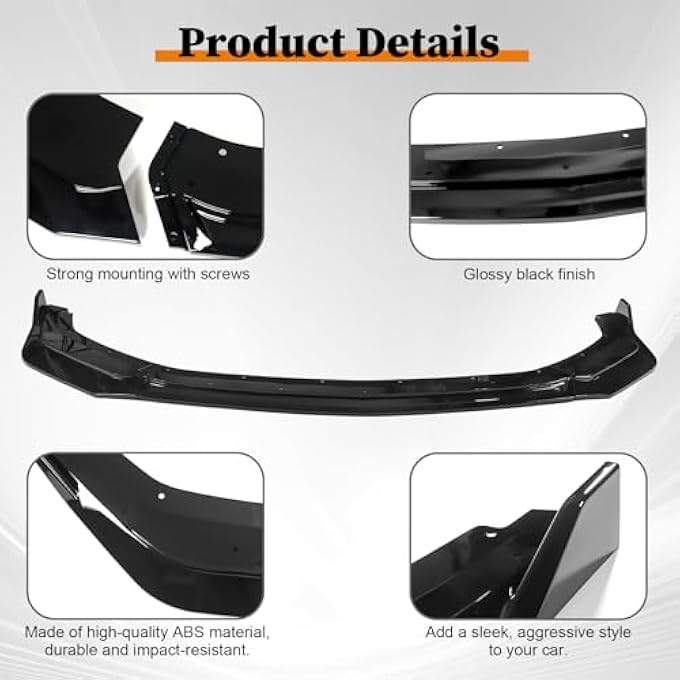 Gear Up Front Lip for Ford Mustang GT EcoBoost 2024 Front Bumper Lip Splitter Glossy Black - Image 3