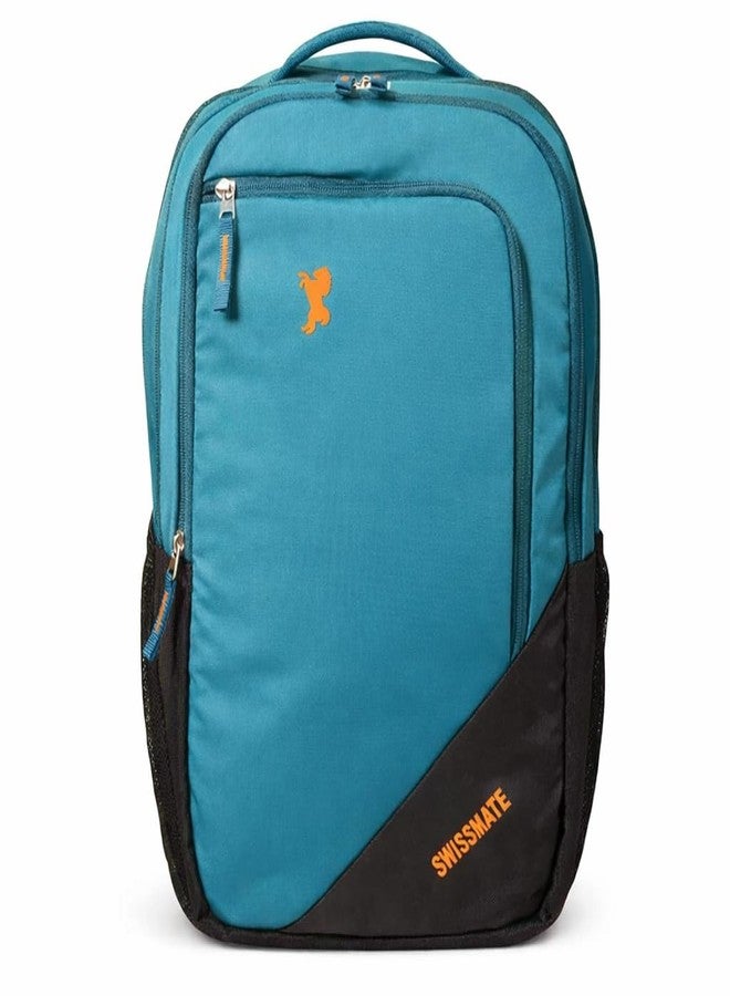 40L Ergonomic Laptop Backpack for Men & Women | 3 Compartments + 1 Front Zipper | Laptop Sleeve | Side Mesh Pockets | Padded Shoulder Straps | College, Office & Travel Bag (Blue/Green/Grey) (Green) - Image 1