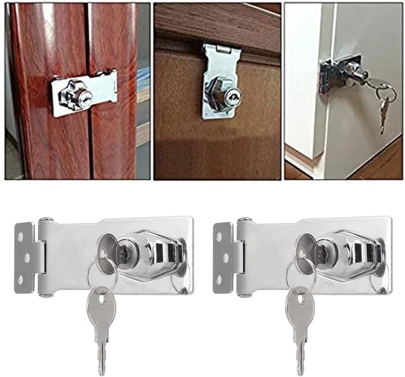 Tyenaza 2Pcs Zinc Alloy Keyed Hasp Lock Kit for Drawers Cabinets and Boxes - Image 3