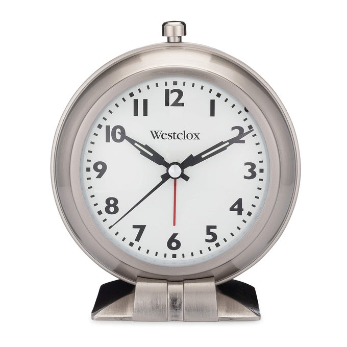 BIG BEN CLASSIC ALARM CLOCK SILVER FINISH 475W X 55H ANALOG DISPLAY BATTERYPOWERED GLASS LENS EASYREAD NUMBERS REALBELL STYLE ALARM VINTAGE LOOK