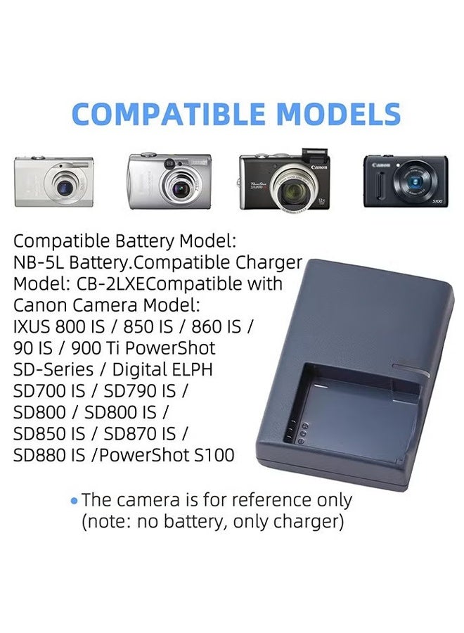 NB5L Battery Charger, CB-2LXE Cameras Charger, Compatible with Canon PowerShot S100, S110, SD790IS, SD850IS, SD870IS, SD880IS, SD890IS, SD970IS, SD990IS, SX200IS, SX210IS, SX220IS, SX230HS Etc Cameras - Image 5