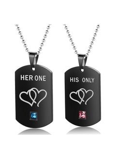 Couple Tag Pendent Necklace, Stainless Steel Pendant Necklace with CZ Stones Double Heart, Her One His Only Tag Necklace, Anniversary Valentines Gift for Lover - pzsku/Z1B0D0CF2AAB7B47B79BCZ/45/_/1698661314/69485f64-ab2d-4ef1-ac93-01932e3ecbe4