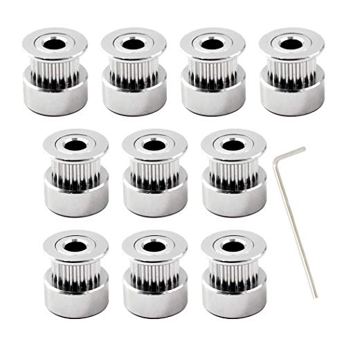 Flomore Timing Belt Pulley 20 Teeth 4mm Bore for 3D Printer CNC 6mm Width Belt Pack of 10 (Wrench Included) - Image 1
