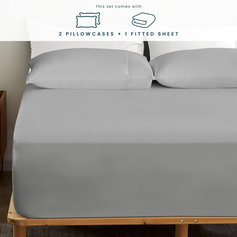 GOKOTTA Bamboo Rayon Fitted Sheet and Pillow Cases  Super Soft Cooling Fitted Sheet with 4 Elastic Corner Straps - 15"" Pocket Fitted Sheet Full Set Stay Put for Mattress - Image 4