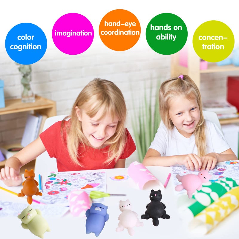 Manmel 16pcs Mochi Squishy Toys Set, Mini Kawaii Animals Squishies Pack Fidget Toys for Kids - Cat Party Favors, Fidget Toys Packs, Birthday Gifts for Boys & Girls - Image 4
