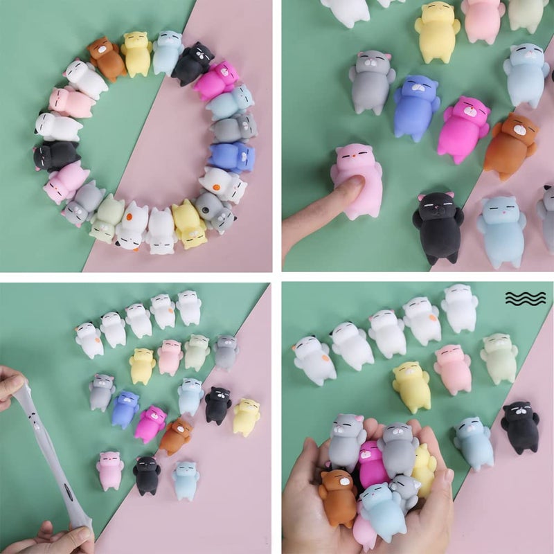 Manmel 16pcs Mochi Squishy Toys Set, Mini Kawaii Animals Squishies Pack Fidget Toys for Kids - Cat Party Favors, Fidget Toys Packs, Birthday Gifts for Boys & Girls - Image 5