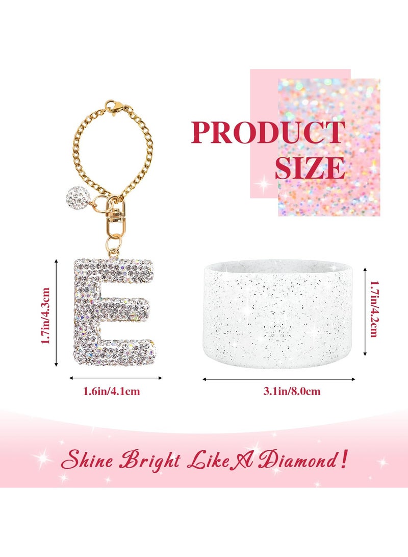CMGTYYD Water Bottle Accessories Set for Stanley Cup 30&40Oz, Letter Charms, Diamond Straw Topper, Glitter Silicone Boot & Sticker, Bow Straw Cover - Image 3