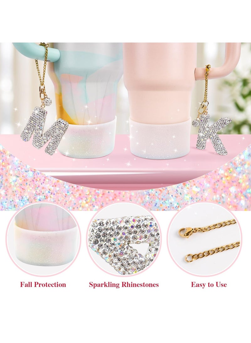 CMGTYYD Water Bottle Accessories Set for Stanley Cup 30&40Oz, Letter Charms, Diamond Straw Topper, Glitter Silicone Boot & Sticker, Bow Straw Cover - Image 5