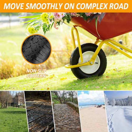 aledaras 4.80/4.00-8" Air Filled Wheelbarrow Tire, Heavy-Duty Replacement Tire and Inner Tube Set with 3/4 & 5/8 Wheel Bearing and Spacer Kit included,Tubed Tires Non-Slip for Garden Cart Wagon - Image 4