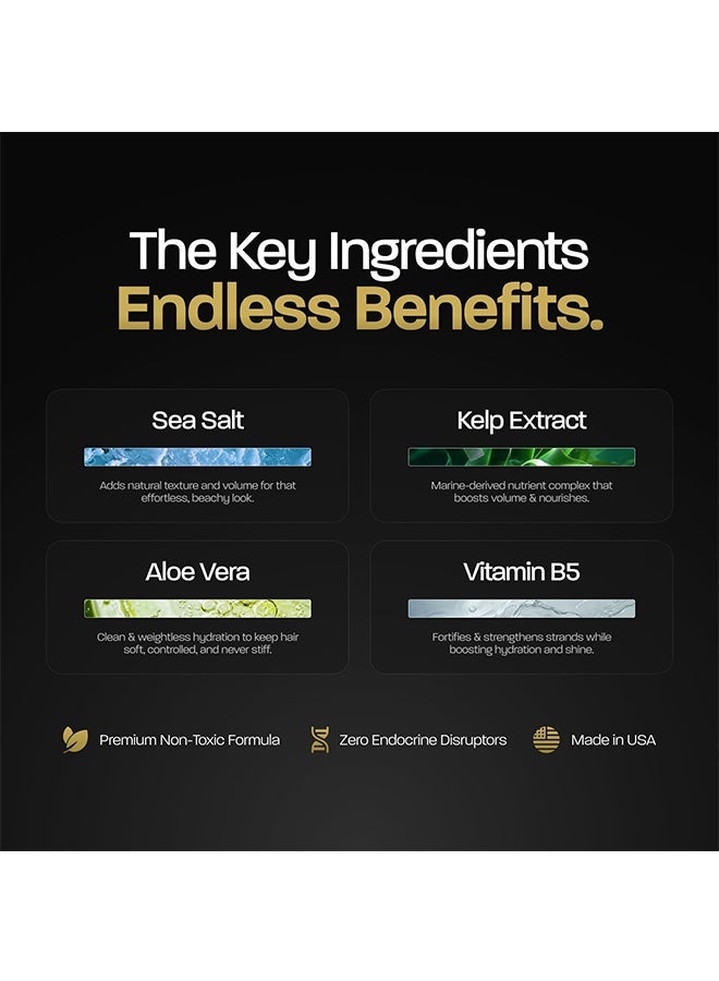 BASED BODYWORKS Sea Salt Spray, Natural Finish Sea Salt Spray for Hair, Gives Volume and Texture, Enriched with Seaweed and Vitamin B5, Lightweight and Non-Greasy, Paraben Free - Image 5