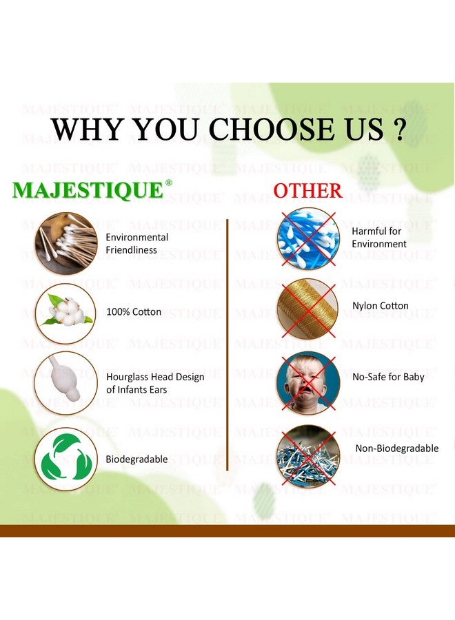 Majestique Baby Safety Cotton Swab | 100% Organic Soft Cotton Tips for Cleaning - Ideal for Babies & Adults Makeup Removal Cotton Sticks | Bamboo Cotton Swabs - 80-Swabs for Baby / 100-Swabs for Adults (Pack of 2) - Image 5