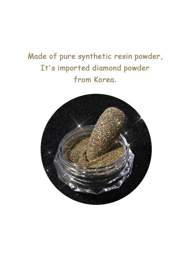 Crystal Diamond Nail Powder, Holographic Nail Glitter Nail Art Decorations Shining Flakes Powder, Mirror Effect Nail Glitter (Golden) - Image 5