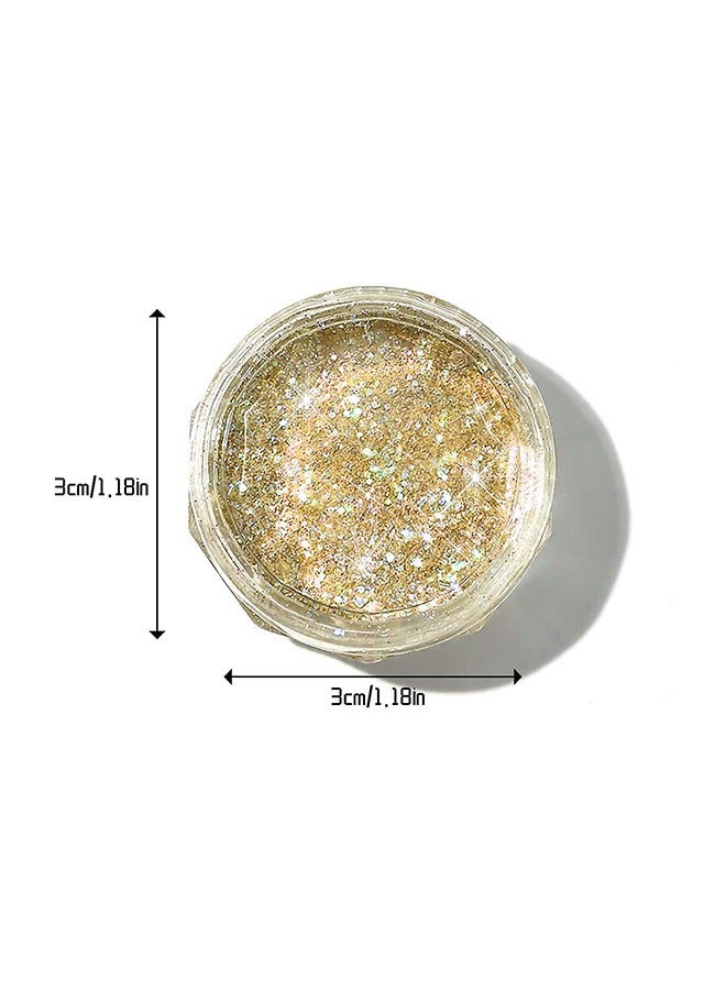 Crystal Diamond Nail Powder, Holographic Nail Glitter Nail Art Decorations Shining Flakes Powder, Mirror Effect Nail Glitter (Golden) - Image 2