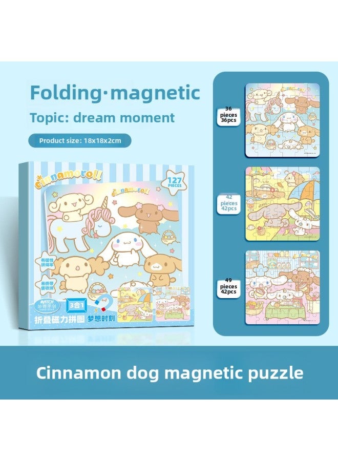 Sanrio Kolomi Magnetic Puzzle Children's Magnetic Flat Figure Merlot 3 To 6 Years Old Girls Early Education Toys-Color:Jade Gui Dog Magnetic Puzzle [36+42+49 Pieces] - Image 1