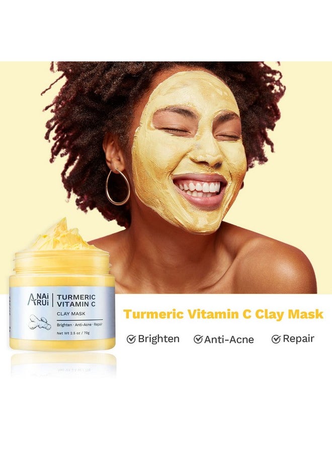 ANAI RUI - Turmeric Vitamin C Clay Mask -Rose Facial Mask -Avocado Green Tea Mud Mask,Facial Mask Skincare For Deep Cleansing,Purify Pores, Spa Mask Set, Facial Mask Set Gifts Set 2.5 Oz Each - Image 1