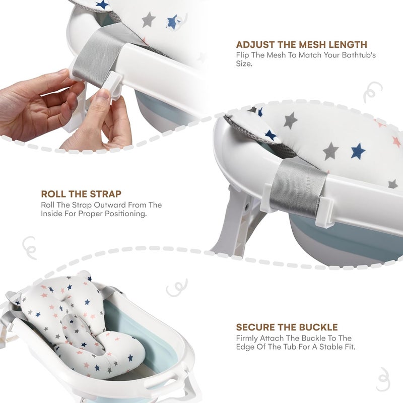 Childlike Behavior Baby Bath Tub Seat Cushion  Baby Sink Bath Cushion  Bathing Seat Support Infant or Newborn Bath Pillow Support Mat  Comfort Bathtub Safety Seat Pad  Floating Tub Pillow for Babies or Infants - Image 5