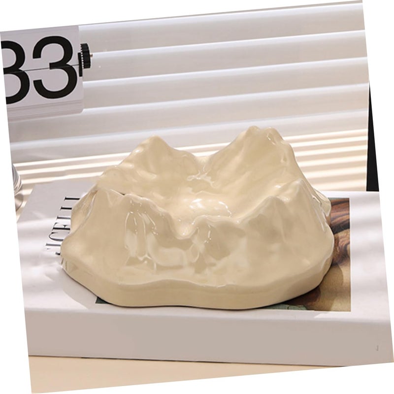 Beige Volcano Shaped Decorative Ashtray Unique Ash Storage Holder For Home Office Outdoor - Image 4