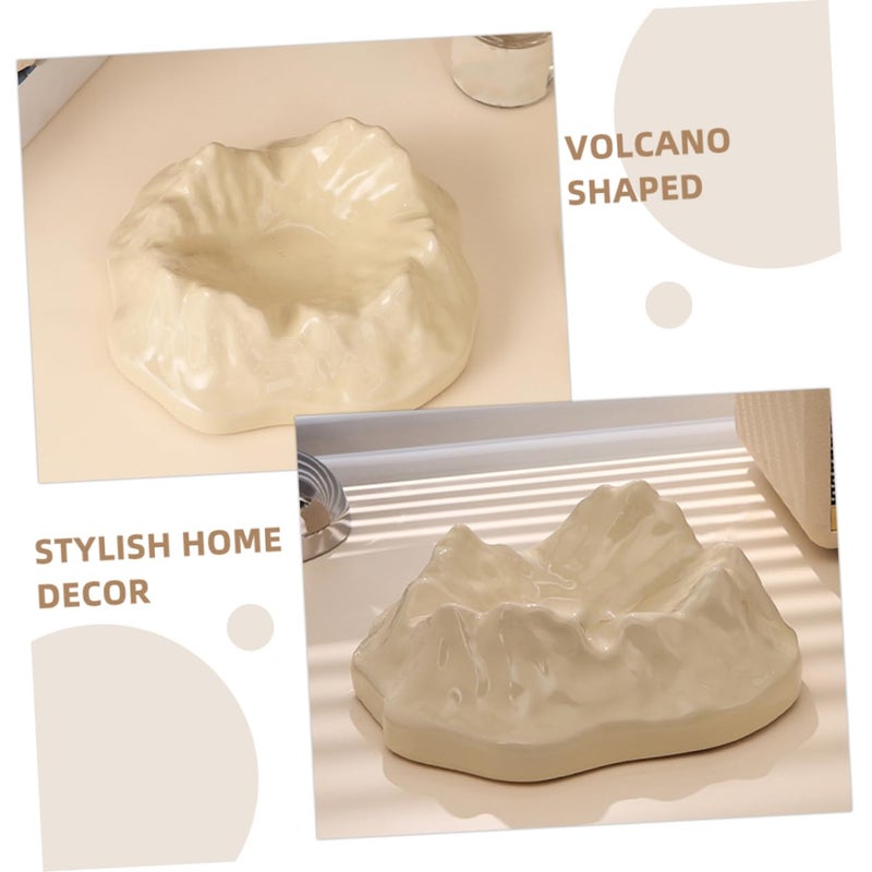 Beige Volcano Shaped Decorative Ashtray Unique Ash Storage Holder For Home Office Outdoor - Image 3