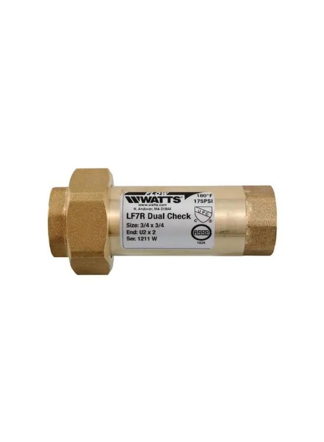 Watts LF7RU2-2 Lead-Free Brass MPT Dual Check Valve, 3/4-Inch, 1-Piece - Image 1
