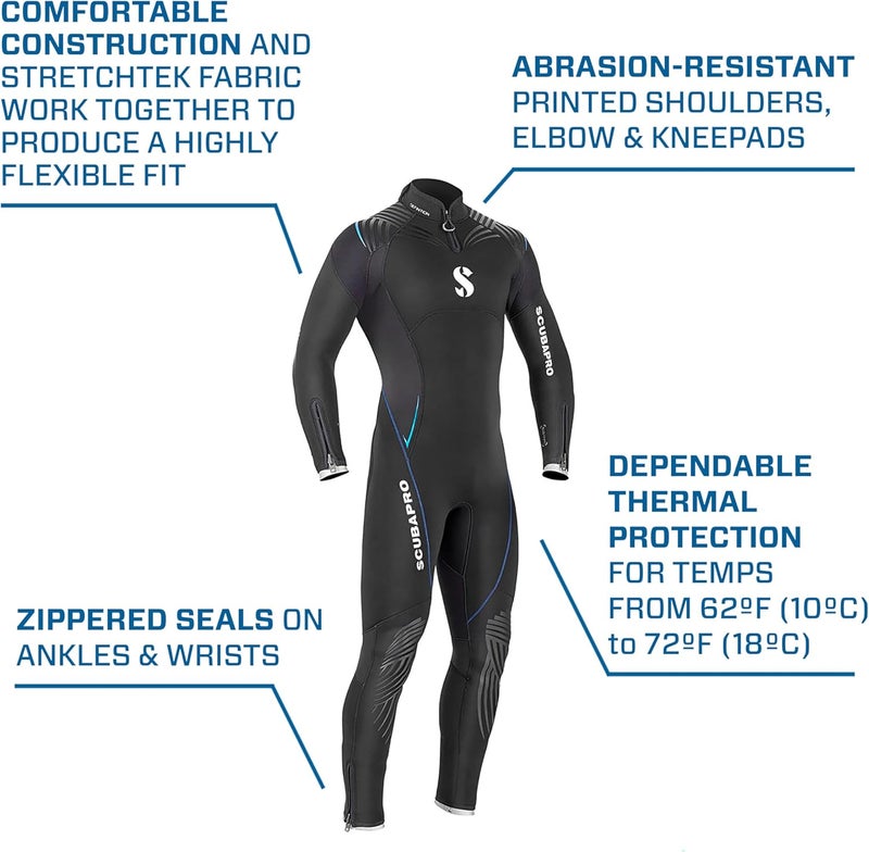 SCUBAPRO Definition Steamer 5 mm Mens Diving Wetsuit BlackBlue Medium Short - Image 3