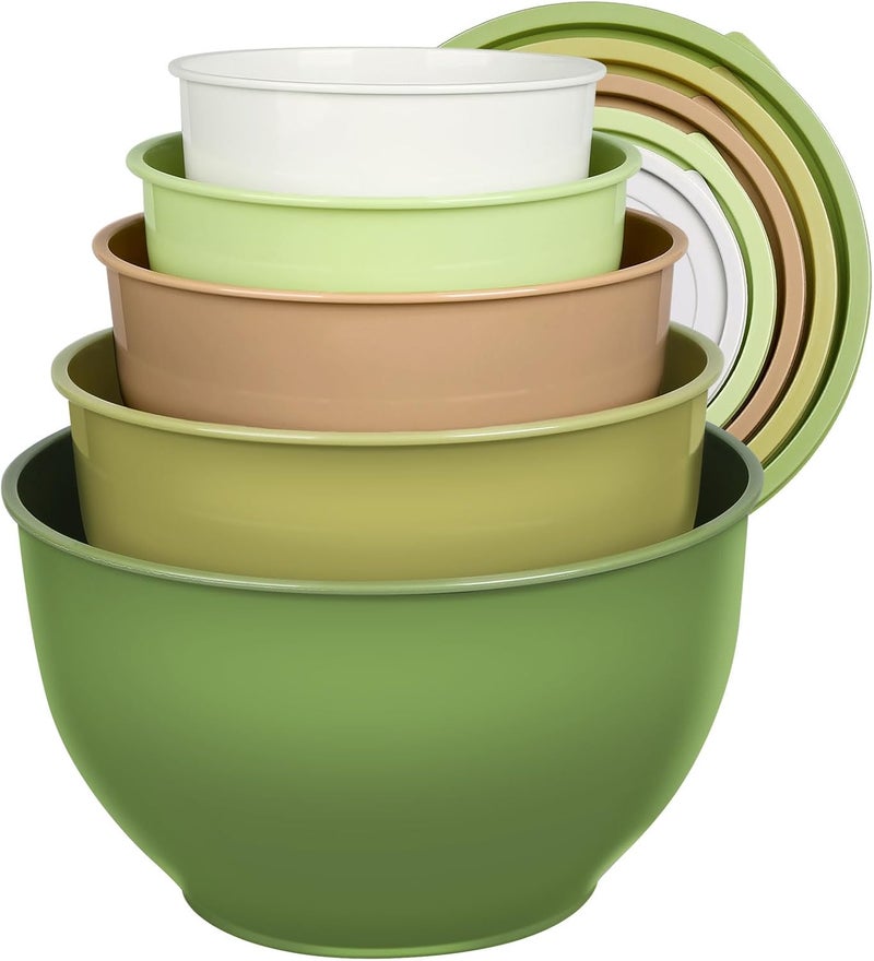 Greentainer Mixing Bowls Set with Lid, Plastic Salad Bowl, Stackable Nesting Bowl Set for Kitchen, Large Bowl Set, Serving Bowls Ideal for Mixing and Serving, BPA-Free - Image 1