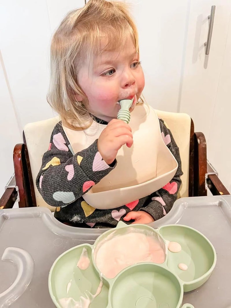 PandaEar أطباق سيليكون قابلة للشفط للأطفال من باندا إير - عبوة من 2 مع ملعقتين لتغذية الأطفال - Image 5