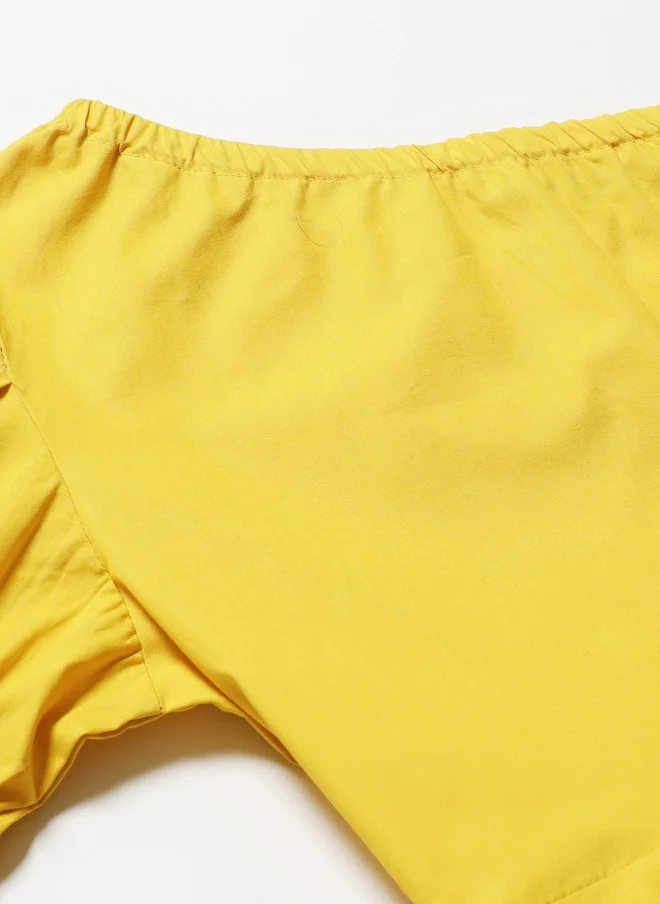 STREET 9 بلوزة نسائية بكتف واحد وحزام خصر أصفر