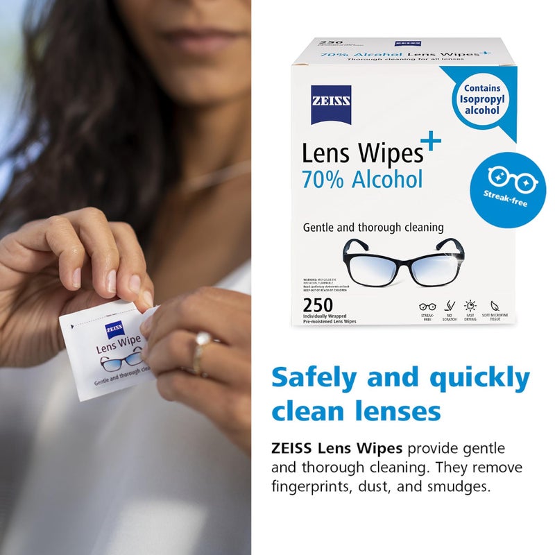 ZEISS Pre-Moistened Lens Cleaning Wipes with 70% Alcohol, 250 Count - Image 5