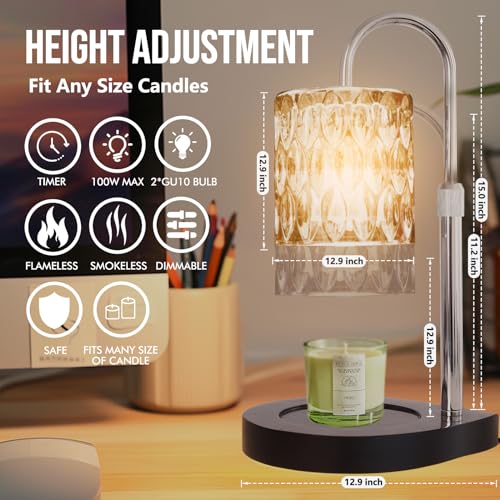 GEEZO Fragrance Candle Warmer LampElectric Candle Warmer with Timer DimmerMom Christmas Birthday Gifts for Women House Warming Gifts New Home Bedroom Decor - Image 3