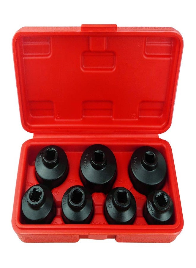 iBetter 7-Piece Oil Filter Cap Wrench Tool Kit Includes 24mm,27mm,29mm,30mm,32mm,36mm,38mm Socket Set Compatible with Mercedes Benz, VW, BMW and More Automotive Cartridge Oil Filter Housing (Black) - Image 1
