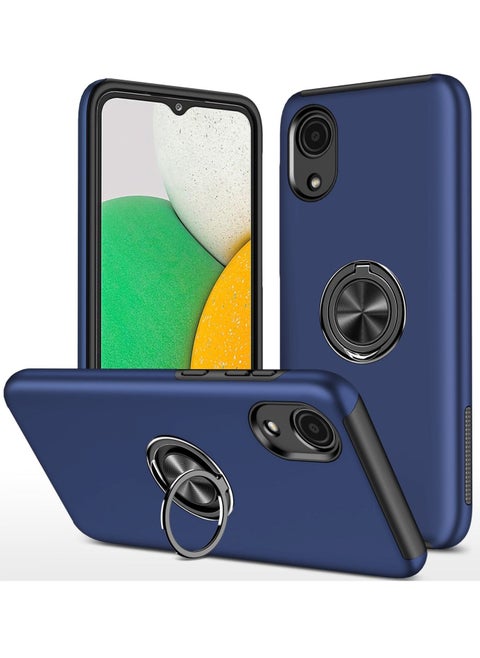 جراب حماية للهاتف مزود بمسند ظهر بحلقة غير مرئية لهاتف Samsung Galaxy A03 Core Blue