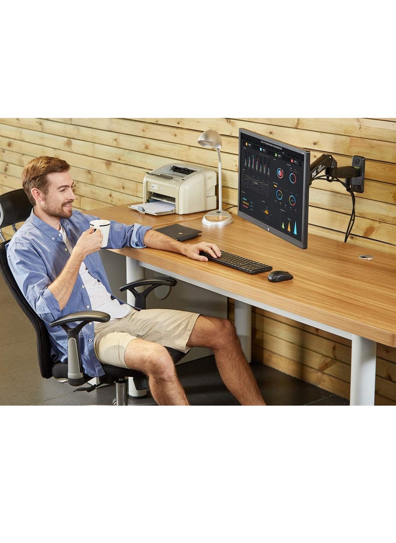 ان بي ايرجونوميك - حامل تلفزيون NB ERGONOMIC F150-B مثبت على الحائط مع مفصل دوار كامل الحركة للشاشات مقاس 17-35 بوصة (سعة تحميل من 6.6 إلى 26.4 رطل) وملحق مزدوج - Image 1