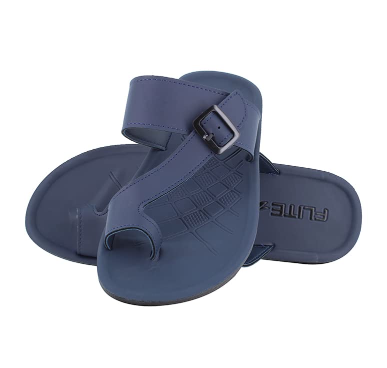 FLITE PU Mens PUg086G Slippers/Mens Faux Leather Slipper - Flat Chappal Cum Thong Sandal - For Daily Use Outdoor Indoor Formal Office Home Ethnic Casual Wear (Blue, Numeric_10) - Image 2