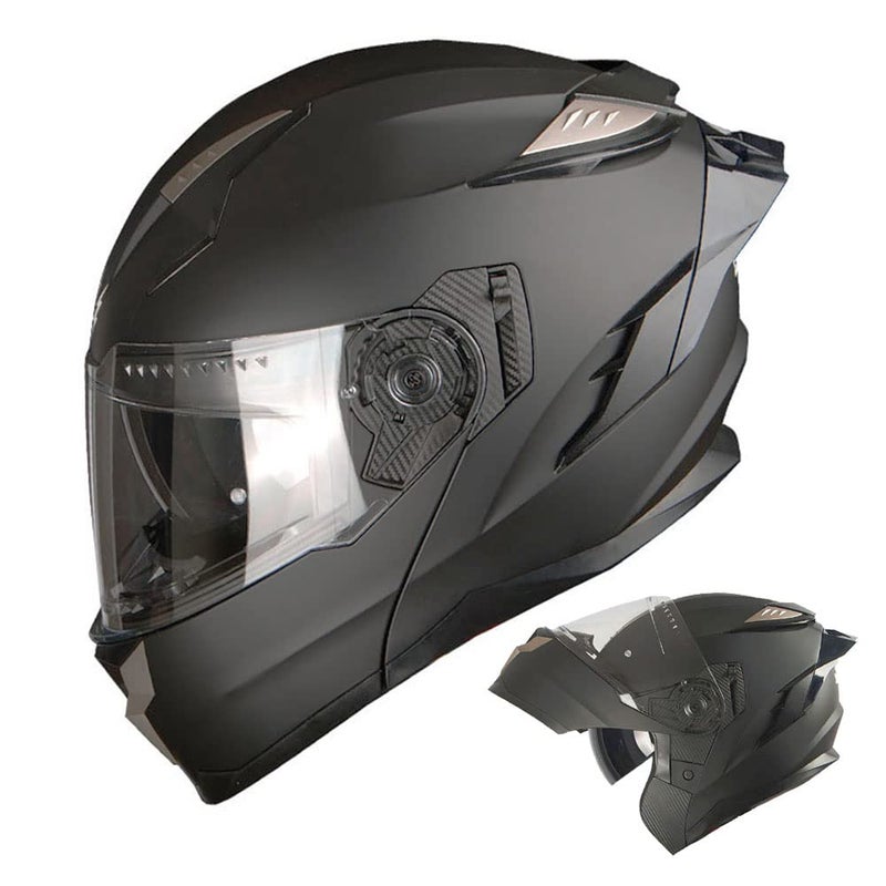 1Storm Motorcycle Modular Full Face Helmet DOT Adults Street Bike Flip up Dual Visor Sun Inner Shield Anti Fog Pinlock Ready Shield Matt Black