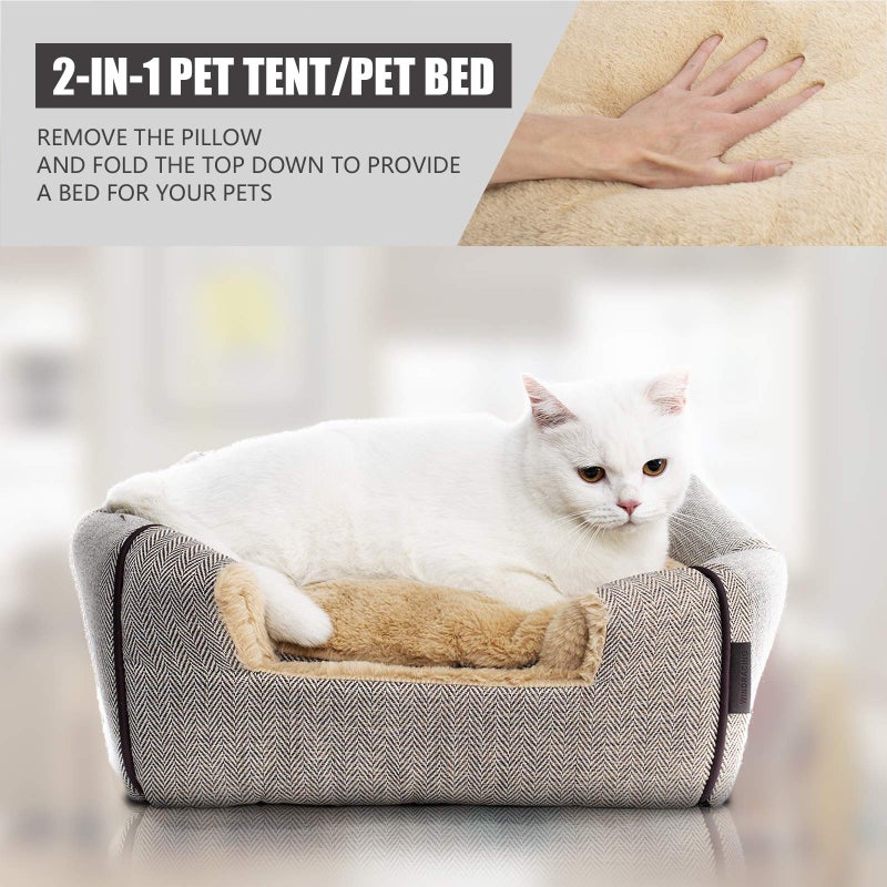 WINDRACING Cat Bed for Indoor Cats - Cat Cave Beds Cat House Cat Tent with Removable Washable Cushioned Pillow, Soft Kitten beds,Cat Beds & Furniture, for Small and Medium Pet Bed - Image 3
