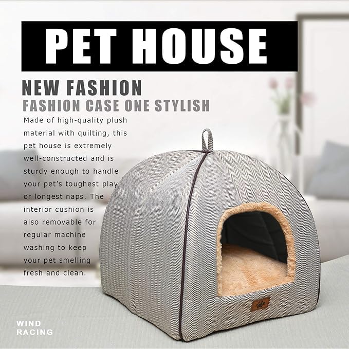 WINDRACING Cat Bed for Indoor Cats - Cat Cave Beds Cat House Cat Tent with Removable Washable Cushioned Pillow, Soft Kitten beds,Cat Beds & Furniture, for Small and Medium Pet Bed - Image 5