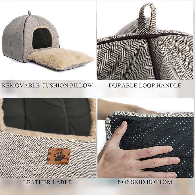 WINDRACING Cat Bed for Indoor Cats - Cat Cave Beds Cat House Cat Tent with Removable Washable Cushioned Pillow, Soft Kitten beds,Cat Beds & Furniture, for Small and Medium Pet Bed - Image 2