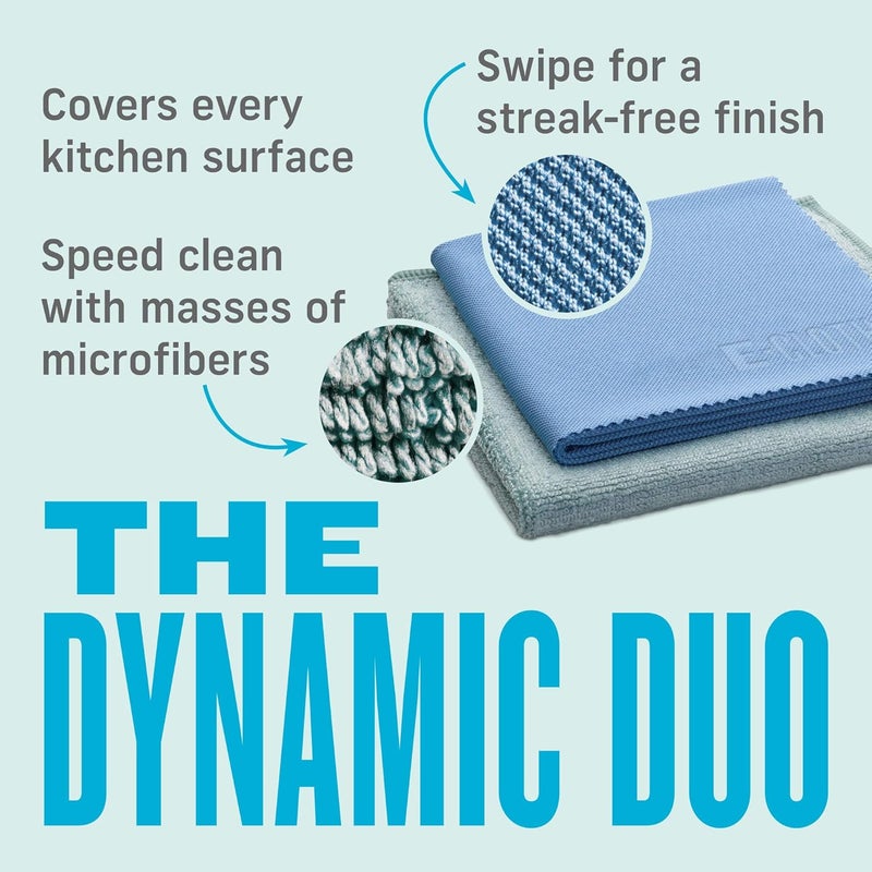 e-cloth Kitchen Cleaning Kit, Premium Microfiber Cleaning Cloth with Scrubber, Ideal Cleaning Supplies for Kitchen Sinks and Dish Scrubber, 100 Wash Guarantee, 2 Cloth Set - Image 3