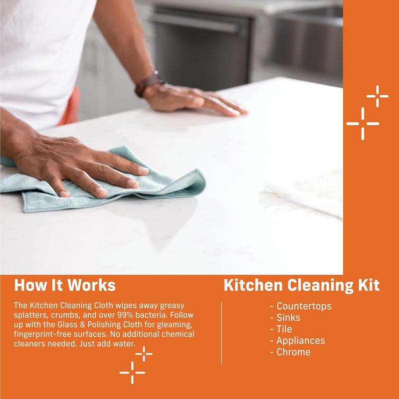 e-cloth Kitchen Cleaning Kit, Premium Microfiber Cleaning Cloth with Scrubber, Ideal Cleaning Supplies for Kitchen Sinks and Dish Scrubber, 100 Wash Guarantee, 2 Cloth Set - Image 2