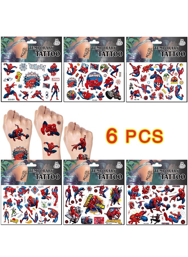 Organizer 8 Sheets Temporary Tattoos for Kids, Cute Cartoon Tattoos for Girls Boys Party, Spider Man Tattoo Stickers Decorations Birthday Party Supplies Favors for Boys and Girls  - Image 2