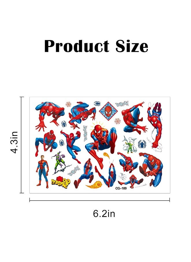 Organizer 8 Sheets Temporary Tattoos for Kids, Cute Cartoon Tattoos for Girls Boys Party, Spider Man Tattoo Stickers Decorations Birthday Party Supplies Favors for Boys and Girls  - Image 3
