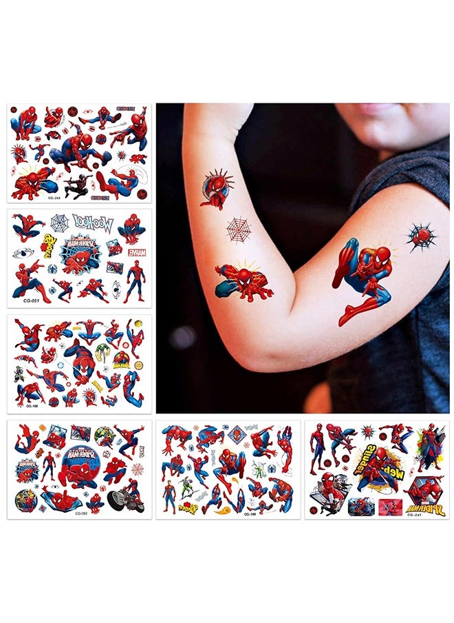 Organizer 8 Sheets Temporary Tattoos for Kids, Cute Cartoon Tattoos for Girls Boys Party, Spider Man Tattoo Stickers Decorations Birthday Party Supplies Favors for Boys and Girls  - Image 5
